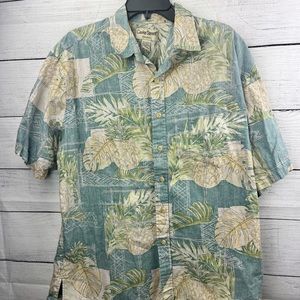 Cooke Street Button-Up Shirt Hawaiian Pineapple Floral Short Sleeve Pocket XL